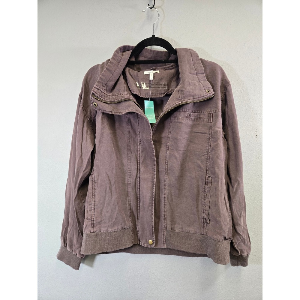 Maurices Utility Lightweight Full Zip Mock Neck Bomber Jacket Mauve Purple L